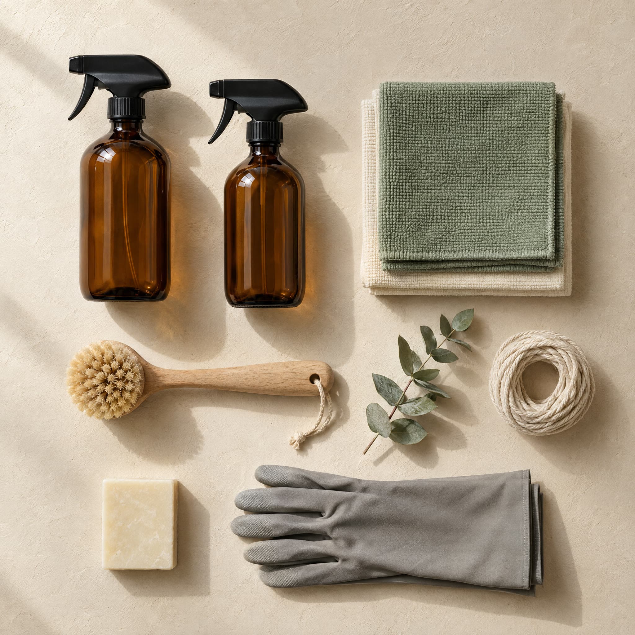 Cleaning products and cloths used on every job